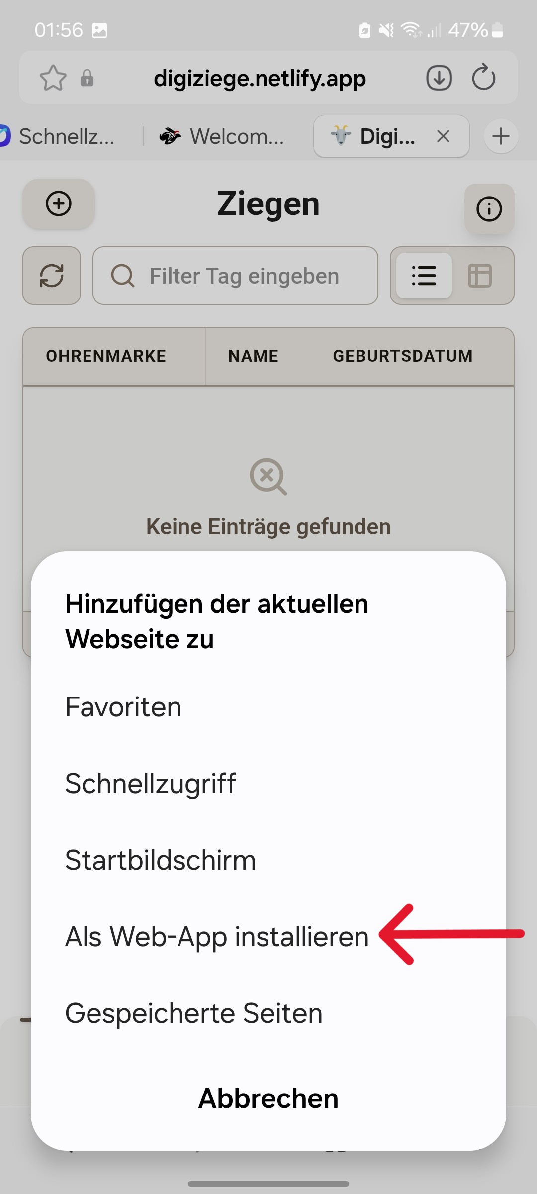 Als Web-App installieren